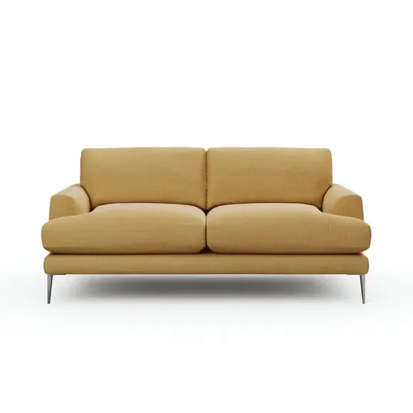 3-Seater Sofa with Square Arms - Ochre, Fabric