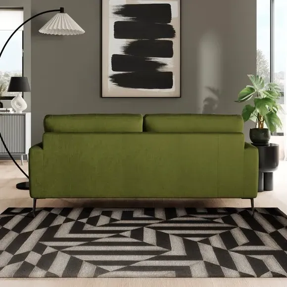 3-Seater Sofa with Square Arms - Olive, Velvet