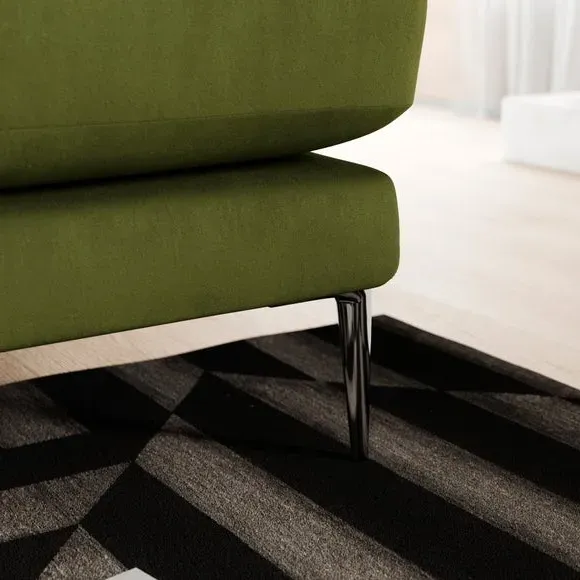 3-Seater Sofa with Square Arms - Olive, Velvet
