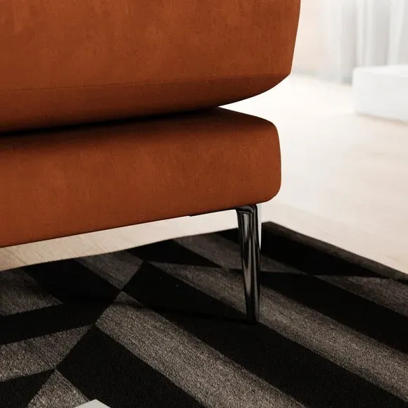 3-Seater Sofa with Square Arms - Orange, Velvet