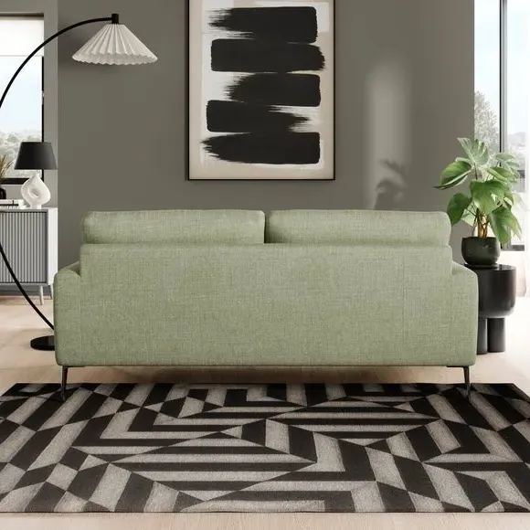 3-Seater Sofa with Square Arms - Sage, Fabric