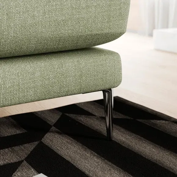 3-Seater Sofa with Square Arms - Sage, Fabric