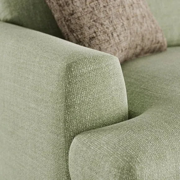 3-Seater Sofa with Square Arms - Sage, Fabric