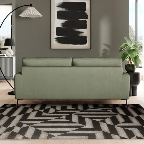3-Seater Sofa with Square Arms - Sage, Velvet