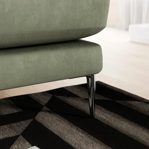 3-Seater Sofa with Square Arms - Sage, Velvet