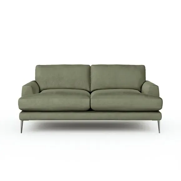 3-Seater Sofa with Square Arms - Sage, Velvet