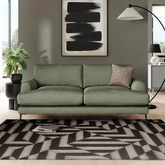 3-Seater Sofa with Square Arms - Sage, Velvet