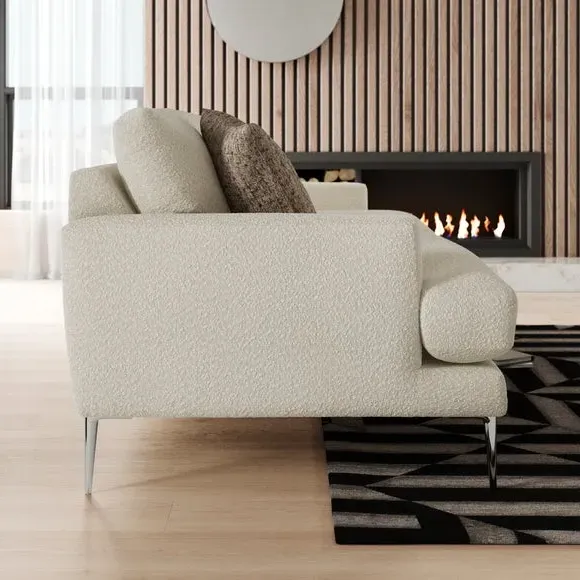 3-Seater Sofa with Square Arms - Sandstone, Boucle
