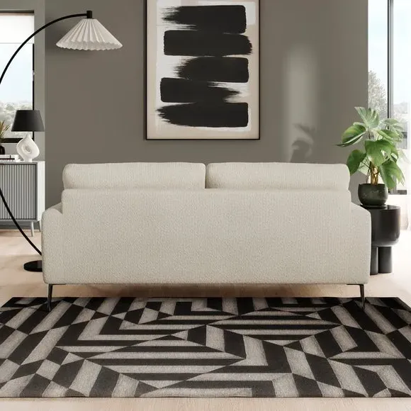 3-Seater Sofa with Square Arms - Sandstone, Boucle
