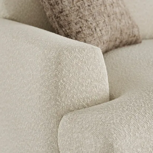 3-Seater Sofa with Square Arms - Sandstone, Boucle