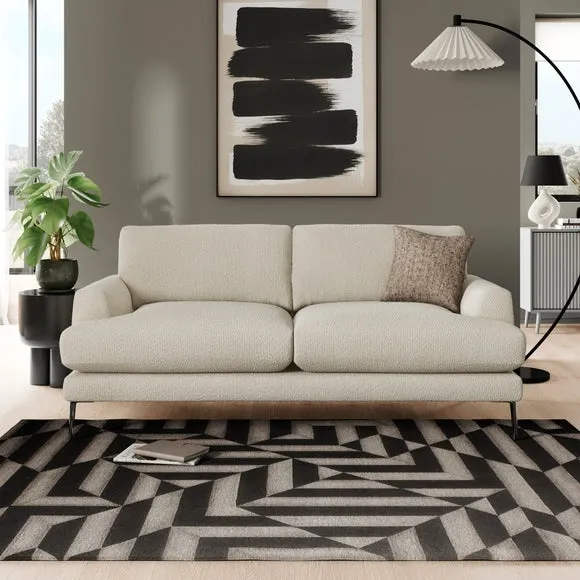 3-Seater Sofa with Square Arms - Sandstone, Boucle