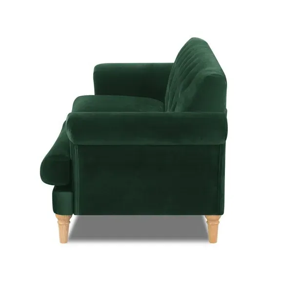 3-Seater Sofa with Tufted Back - Green, Velvet