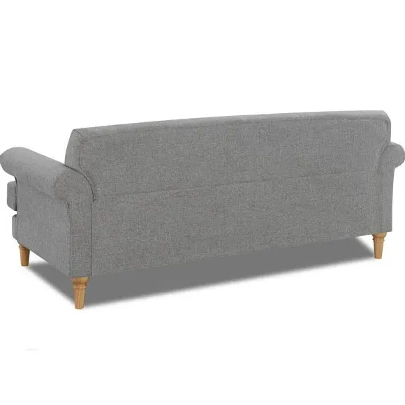 3-Seater Sofa with Tufted Back - Grey, Fabric