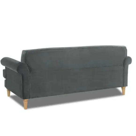 3-Seater Sofa with Tufted Back - Grey, Velvet