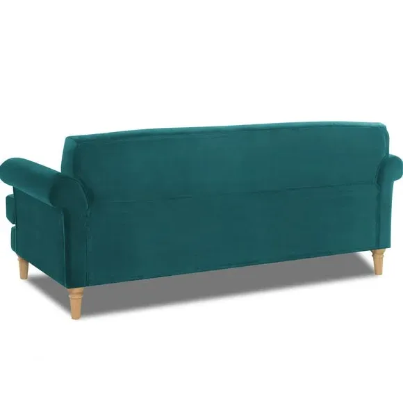 3-Seater Sofa with Tufted Back - Teal, Velvet