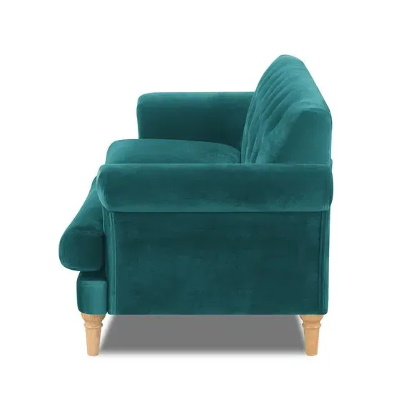 3-Seater Sofa with Tufted Back - Teal, Velvet