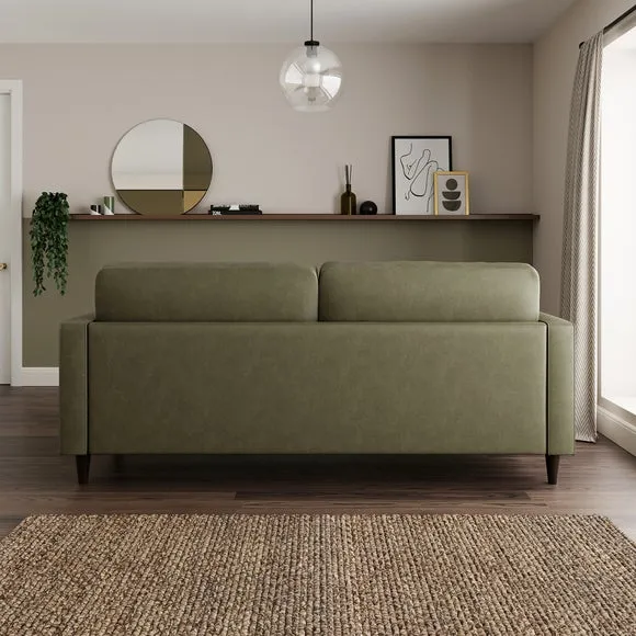 3-Seater Sofa with Tufted Cushions - Green, Faux Leather