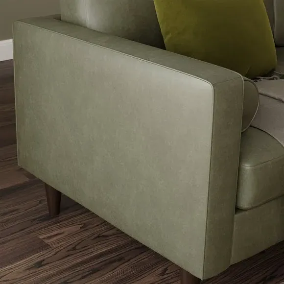 3-Seater Sofa with Tufted Cushions - Green, Faux Leather