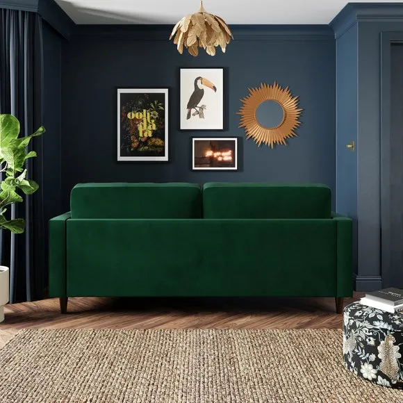 3-Seater Sofa with Tufted Cushions - Green, Velvet