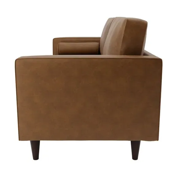 3-Seater Sofa with Tufted Cushions - Mocha, Faux Leather