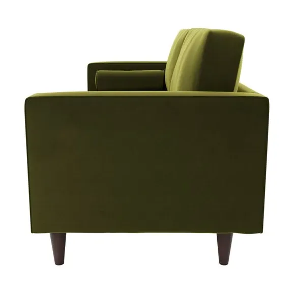3-Seater Sofa with Tufted Cushions - Olive, Velvet