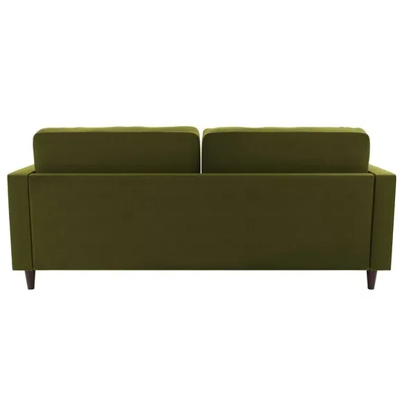 3-Seater Sofa with Tufted Cushions - Olive, Velvet