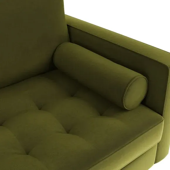 3-Seater Sofa with Tufted Cushions - Olive, Velvet