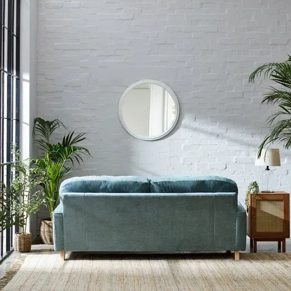3-Seater Sofa with Turned Legs - Aqua, Chenille