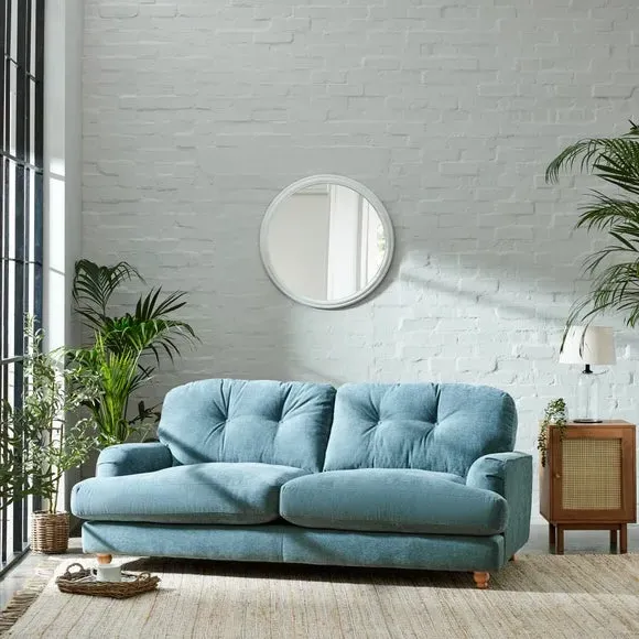 3-Seater Sofa with Turned Legs - Aqua, Chenille