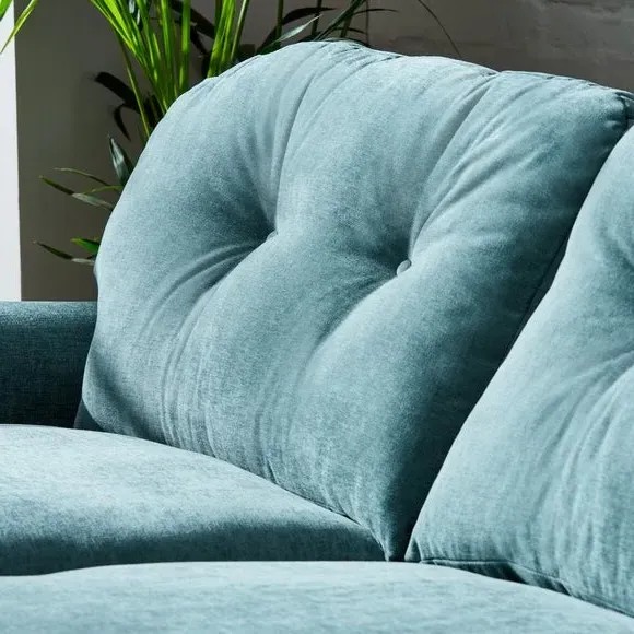 3-Seater Sofa with Turned Legs - Aqua, Chenille