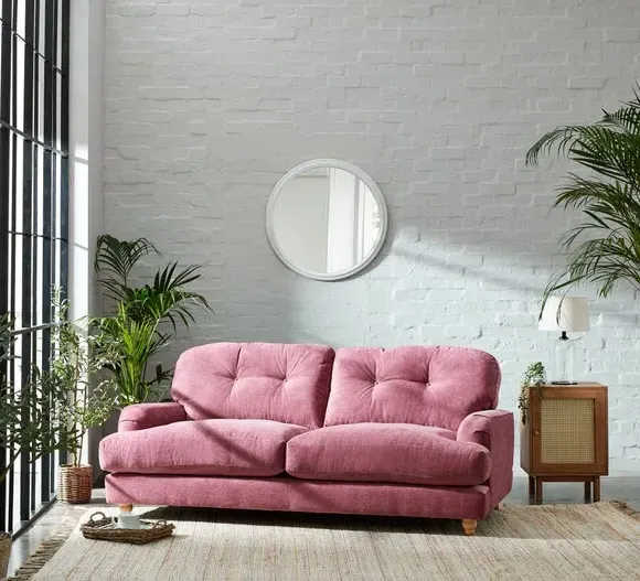 3-Seater Sofa with Turned Legs - Berry, Chenille