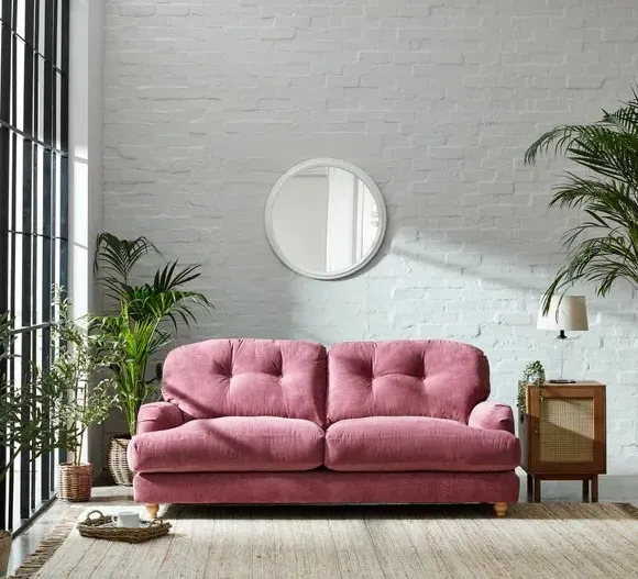 3-Seater Sofa with Turned Legs - Berry, Chenille