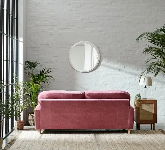 3-Seater Sofa with Turned Legs - Berry, Chenille