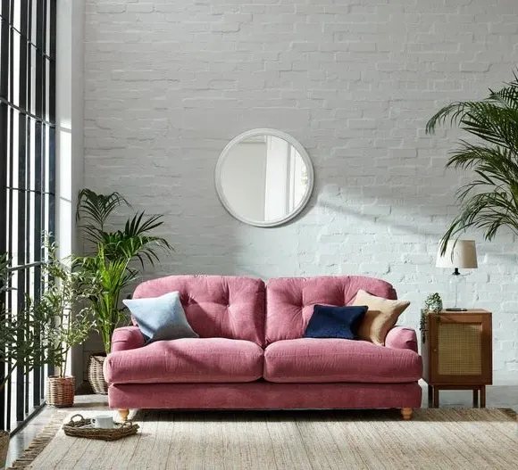 3-Seater Sofa with Turned Legs - Berry, Chenille