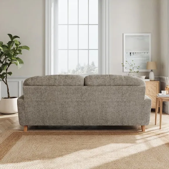 3-Seater Sofa with Wooden Legs - Mushroom, Chenille