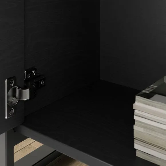 3-Shelf Bookcase with Storage - Black, Steel