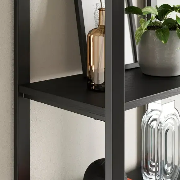 3-Shelf Bookcase with Storage - Black, Steel