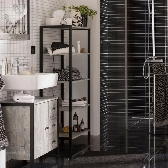 3-Shelf Storage Unit with Handles - Grey