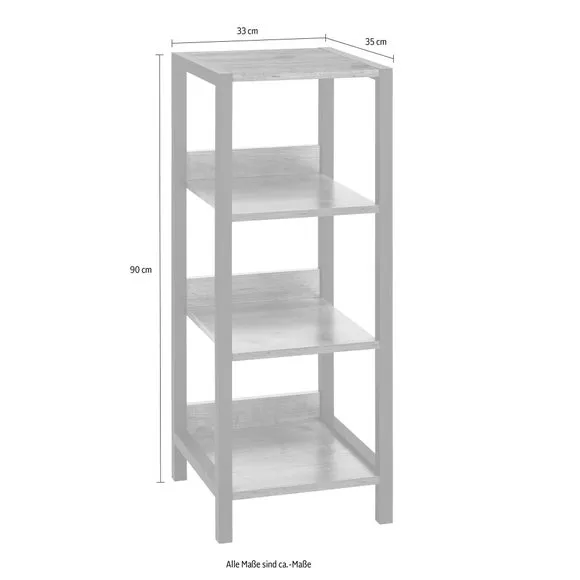 3-Shelf Storage Unit with Handles - Grey
