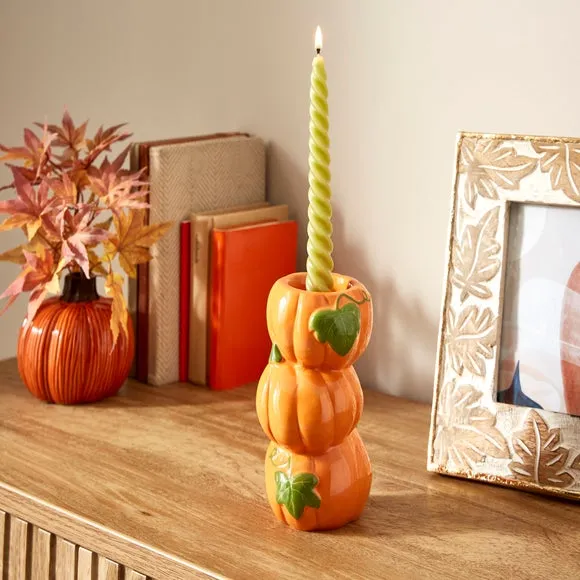 3-Stack Candle Holder Pumpkin Design - Orange image