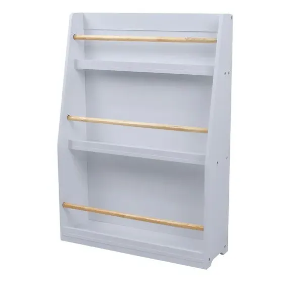 3-Tier Bookcase with Rounded Edges - Grey