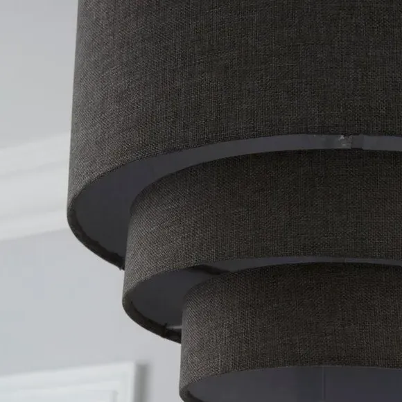 3-Tier Ceiling Lamp Shade - Silver, Faux Linen