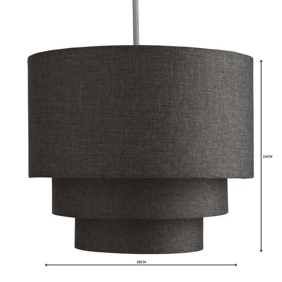 3-Tier Ceiling Lamp Shade - Silver, Faux Linen
