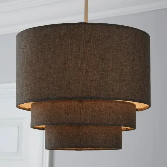 3-Tier Ceiling Lamp Shade - Silver, Faux Linen image