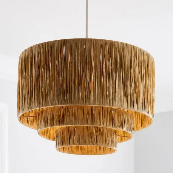 3-Tier Pendant Shade with Twisted Design - Natural image