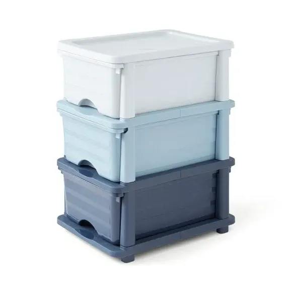 3-Tier Storage Tower with Ombre - Blue, Plastic