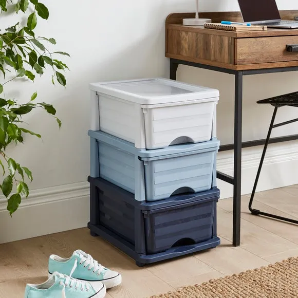3-Tier Storage Tower with Ombre - Blue, Plastic image