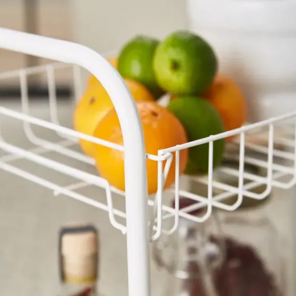 3-Tier Wire Trolley with Wheels - White, Steel