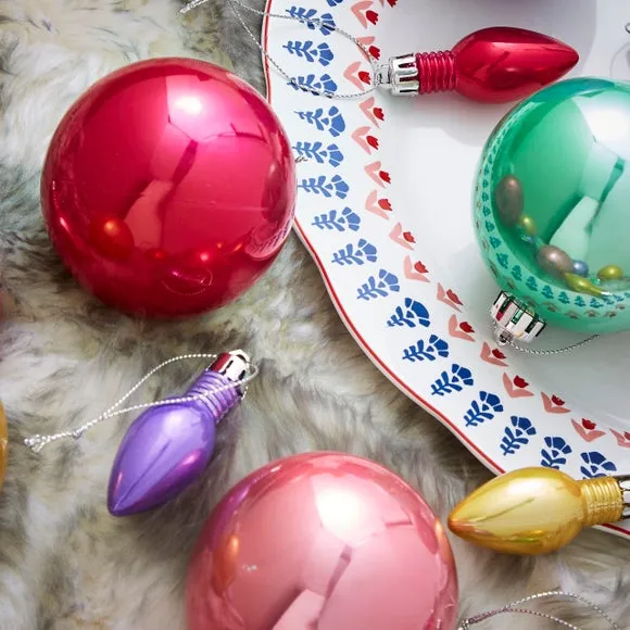 30-Pack Christmas Baubles Mixed Shapes - Pastel