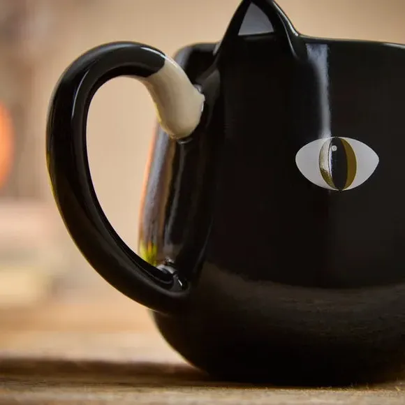 3D Cat Mug - Black, Stoneware